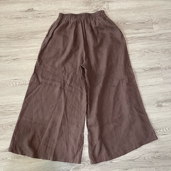 NWT brown linen wide leg pant size large - Picture 7 of 8